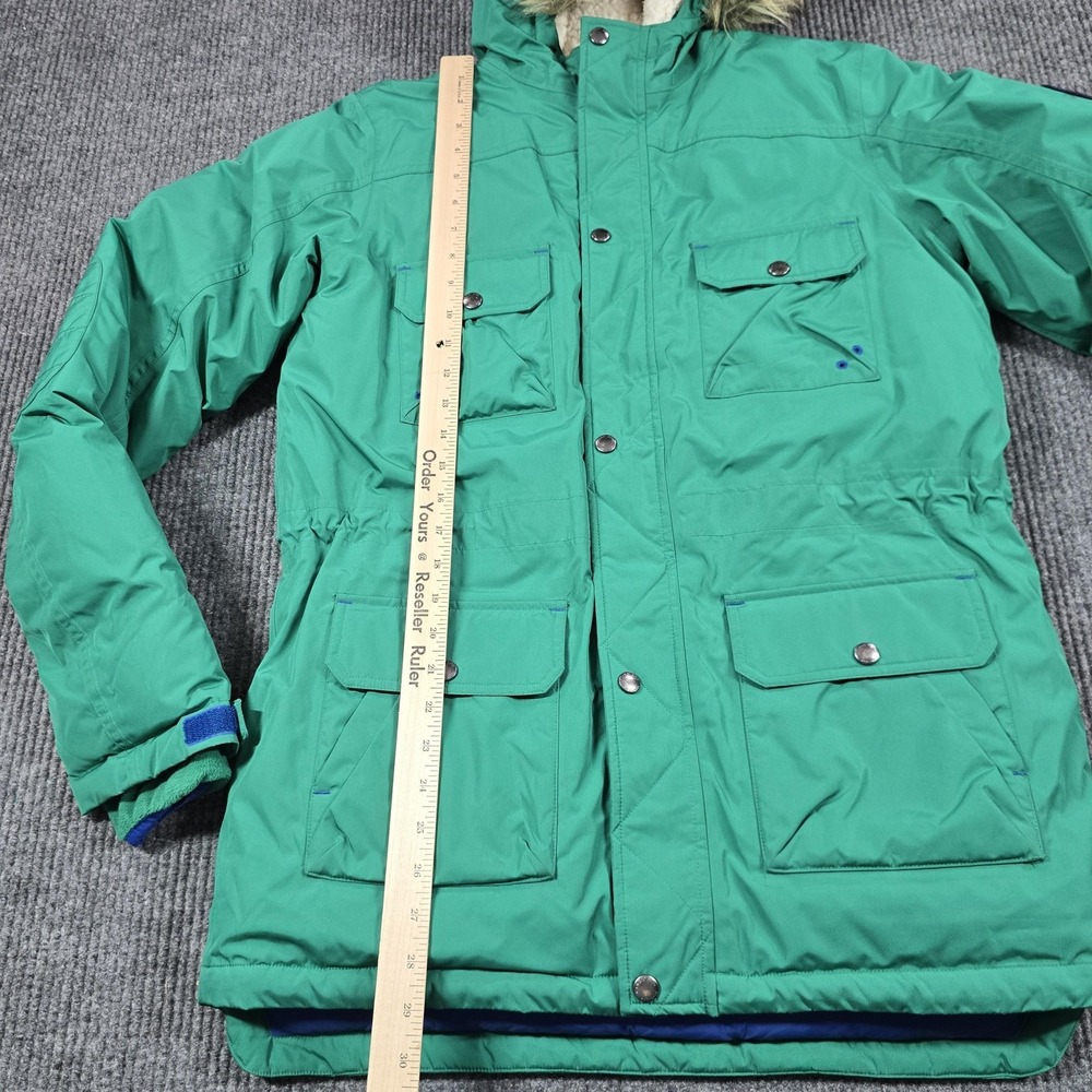Lands End Parka Youth XL 18-20 Green Faux Fur Hood Down Insulated Winter Coat - Picture 12 of 13
